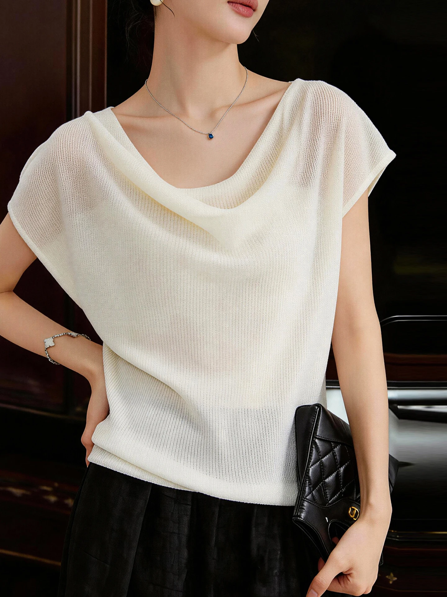 

Spring Knitted Short Sleeve Overhead Design Comfortable Soft Pure Color Versatile Base Shirt Top Trendy Commute Style Korean ...