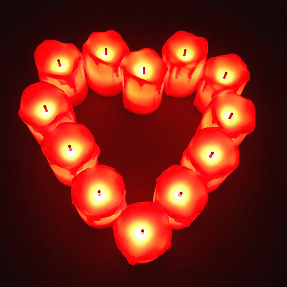 2Pcs Bright Flickering LED Lamps Flameless Warm Light Battery Powered Night Lamp for Holiday Decor Home