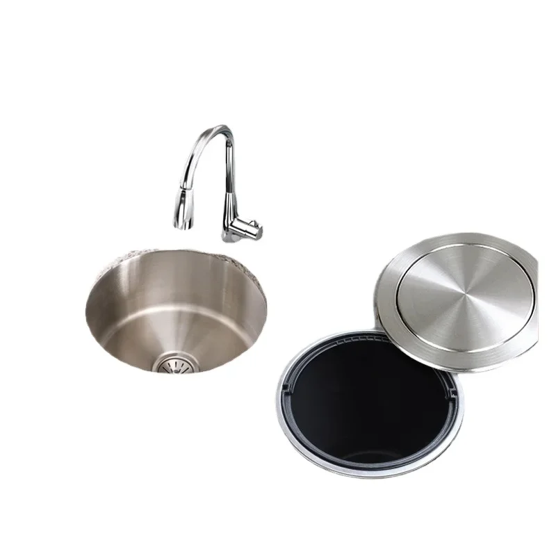 Stainless steel trash can household kitchen countertop bathroom hidden lid shaking cover flip