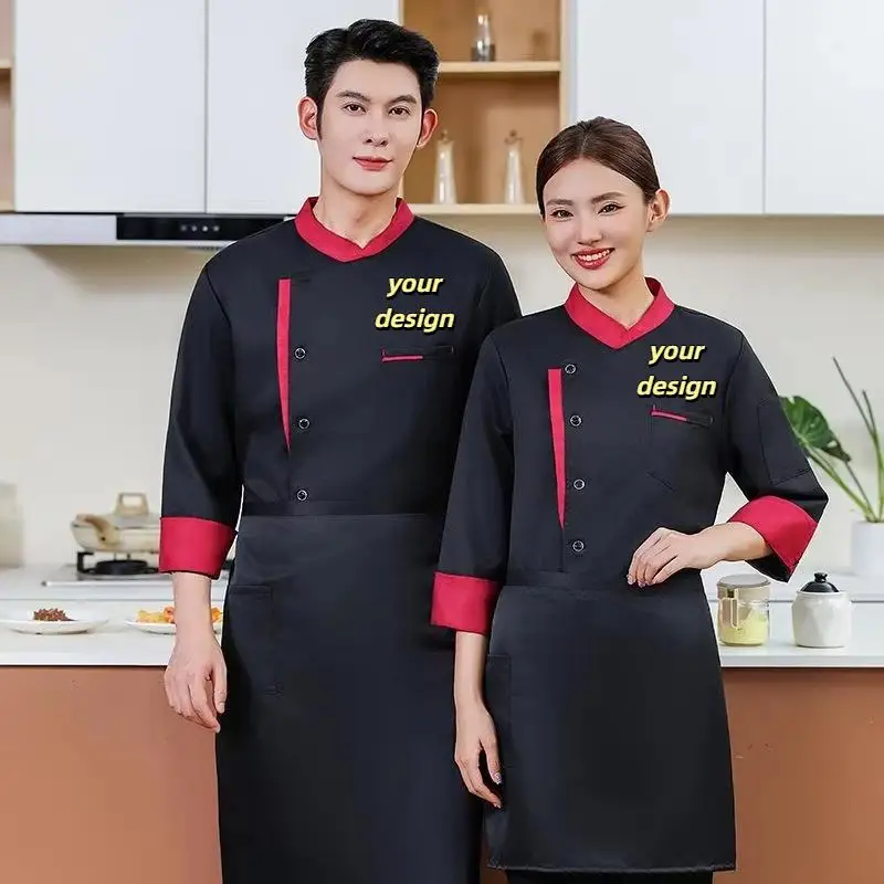 Men's Long Sleeved Chef's Uniform Personalized Custom Design With Printed Logo Barbecue Catering Clothing Jackets
