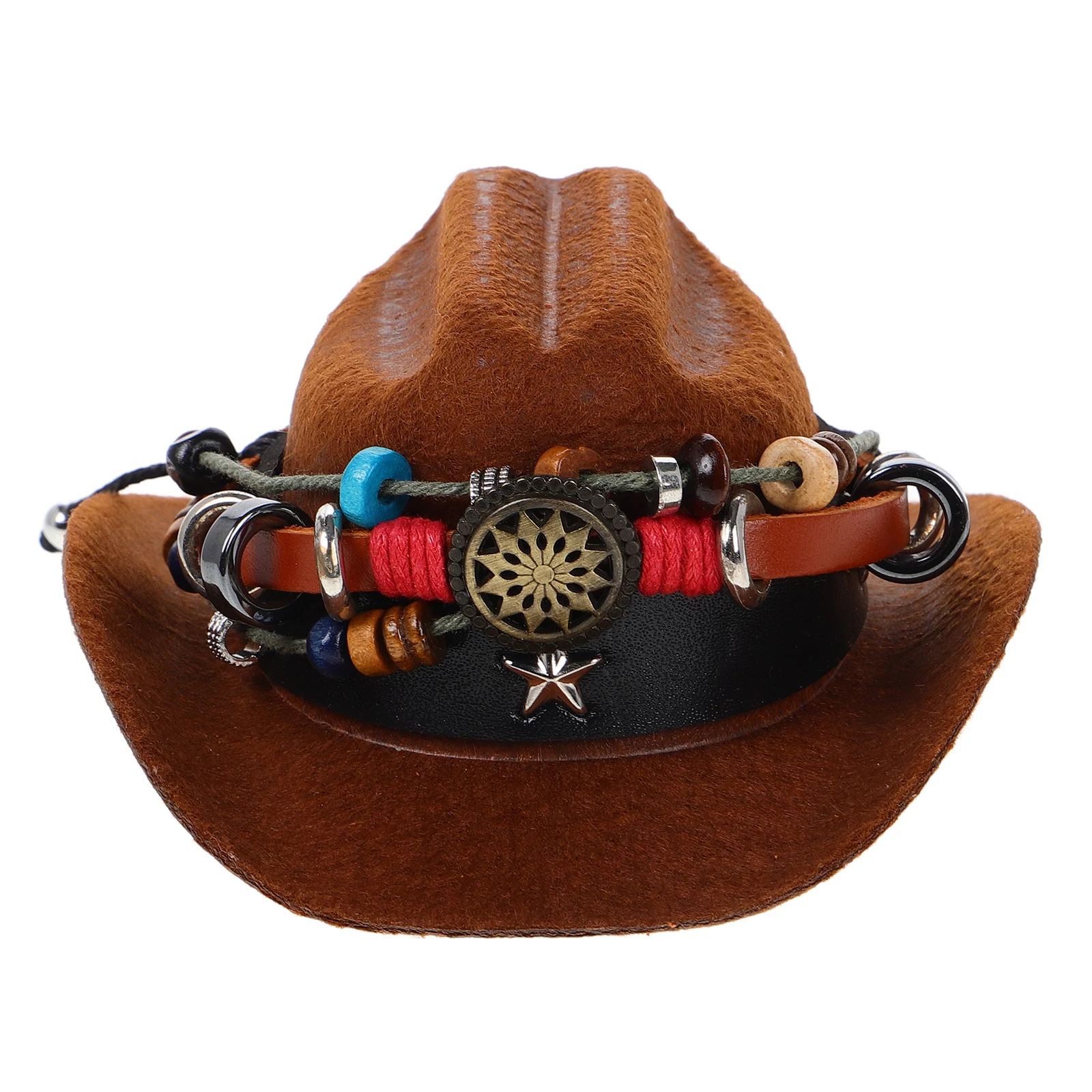 

Cowboy Hats Car Interior Decoration Handmade Mini Western Hat Charm for Nomi Robot Hanging Car Rearview Mirror Accessory