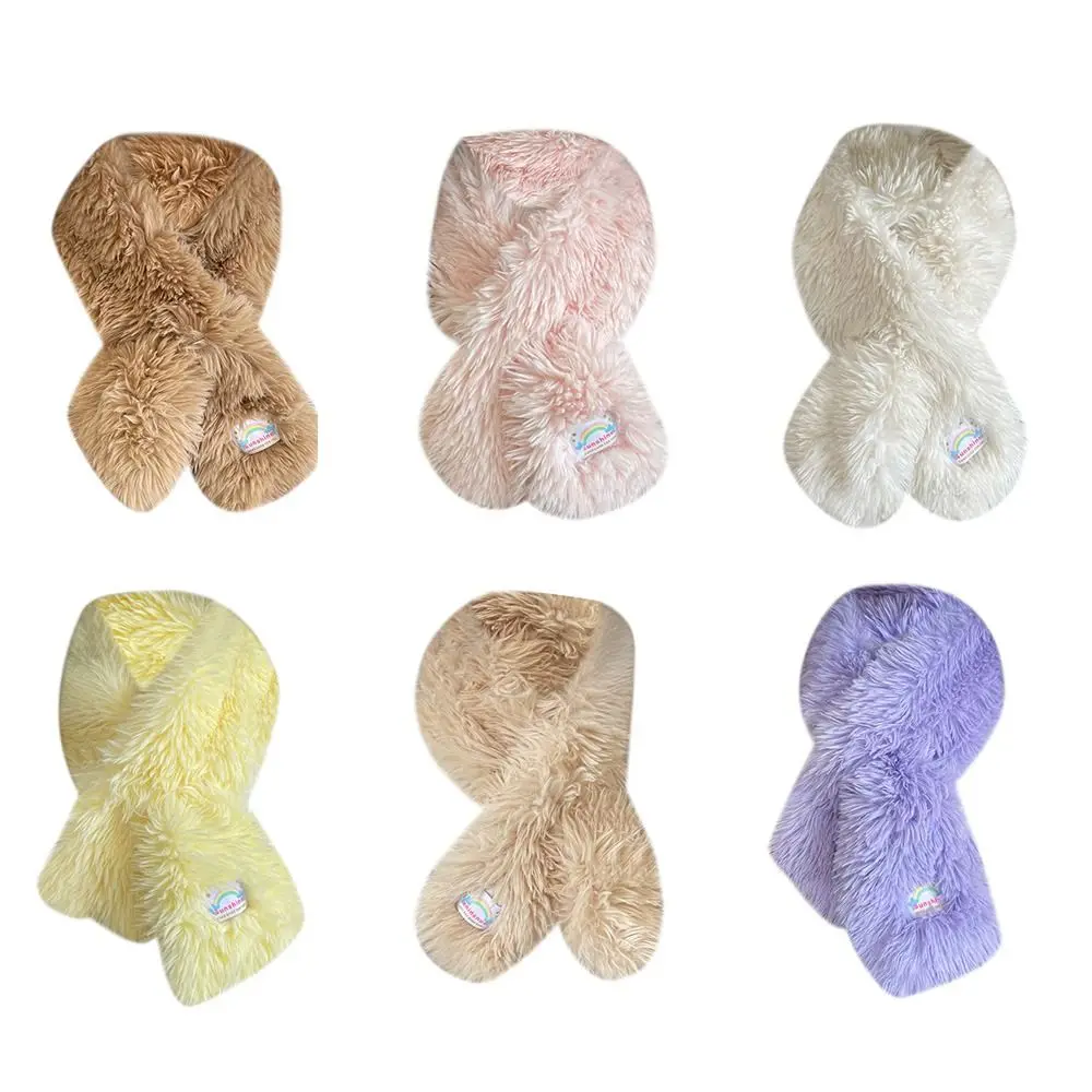 Fashion Bib Thermal Neck Warmer Thickening Windproof Plush Scarf Christmas Gift Cross Scarf Fake False Collar Winter