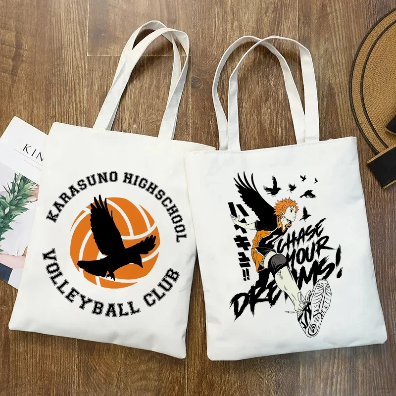 Nuove borse di tela Haikyuu borse a tracolla stampate Anime dei cartoni animati borse a tracolla per le donne borsa della spesa carina borsa da