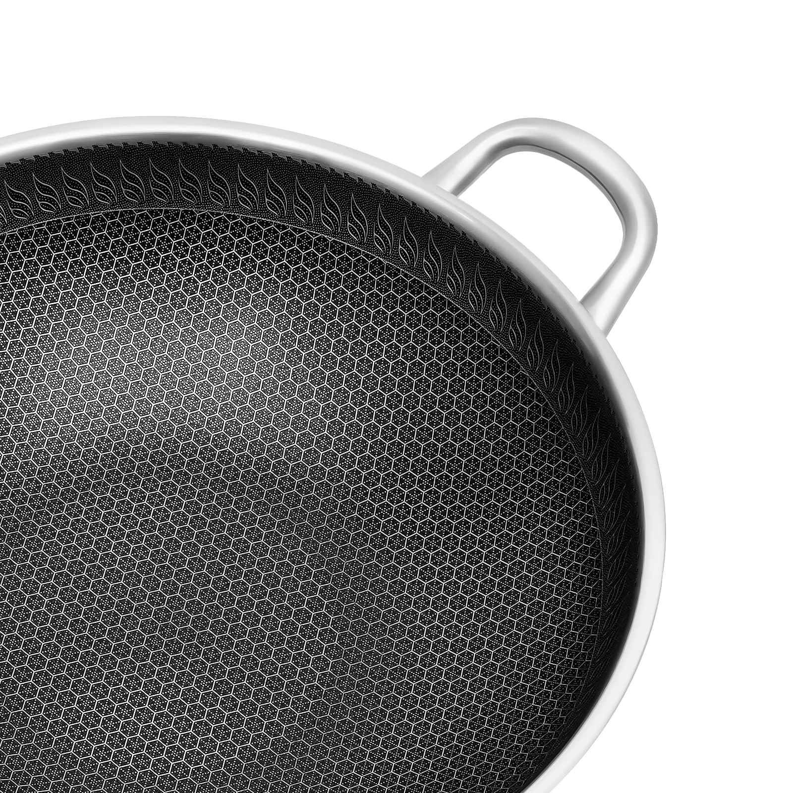 

34cm Stainless Steel Wok with Lid | 316 Steel, Dishwasher Safe, 380℃ Heat Resistant 316 Stainless Steel Wok 34cm