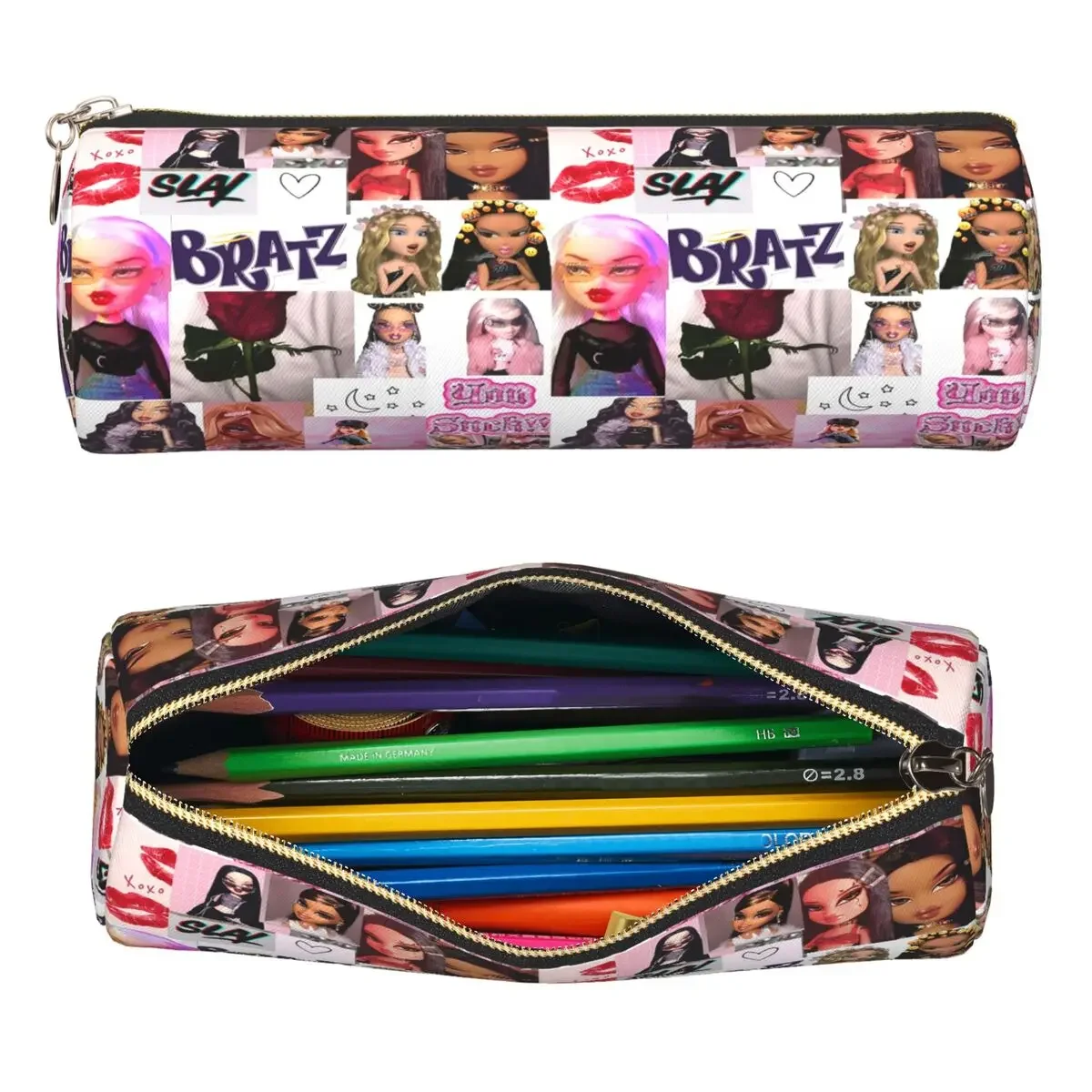 Bratz Dolls Aesthetic Pencil Case Pen Holder Cylinder Pen Box Pencil Bag for Kids School