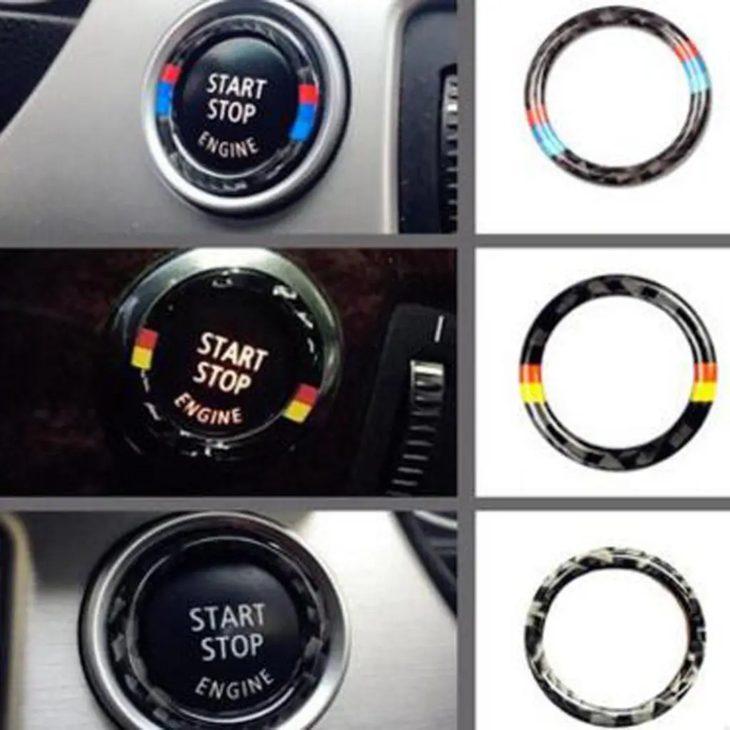 

Carbon Fiber Car Key Start Button Decor Trim Sticker Console Ring for 3 Series E90 E92 E93 Accessories