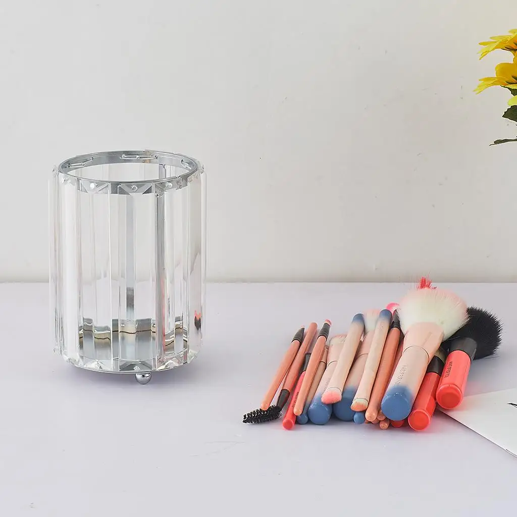 Nordic Crystal Makeup Organizer Metal Frame Creative Brush Holder Pen Vase for Professional Makeup Storage