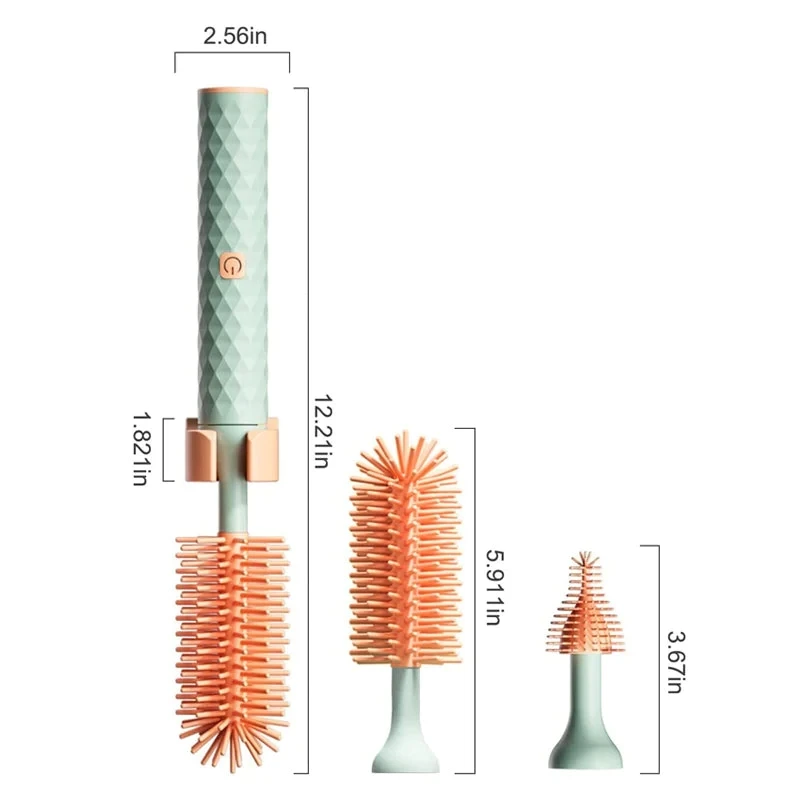 Brosse Électrique Biberon Bébé 5 En 1 - Rotative 360° 1200mAh - Nettoyage Tétine Paille Mousseur (Vert)
