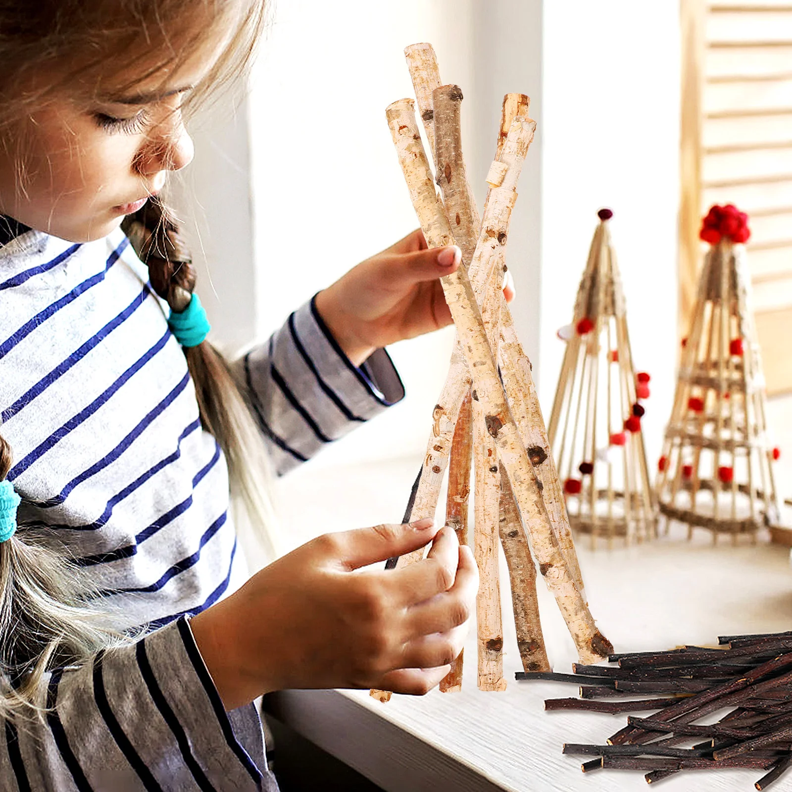 6 قطعة العصي الخشبية الطبيعية 40 سنتيمتر طويلة 1 سنتيمتر قطرها الحرفية الأغصان فروع ديكور لوازم ذاتية الصنع العصي لصياغة الفروع الجافة ديكور