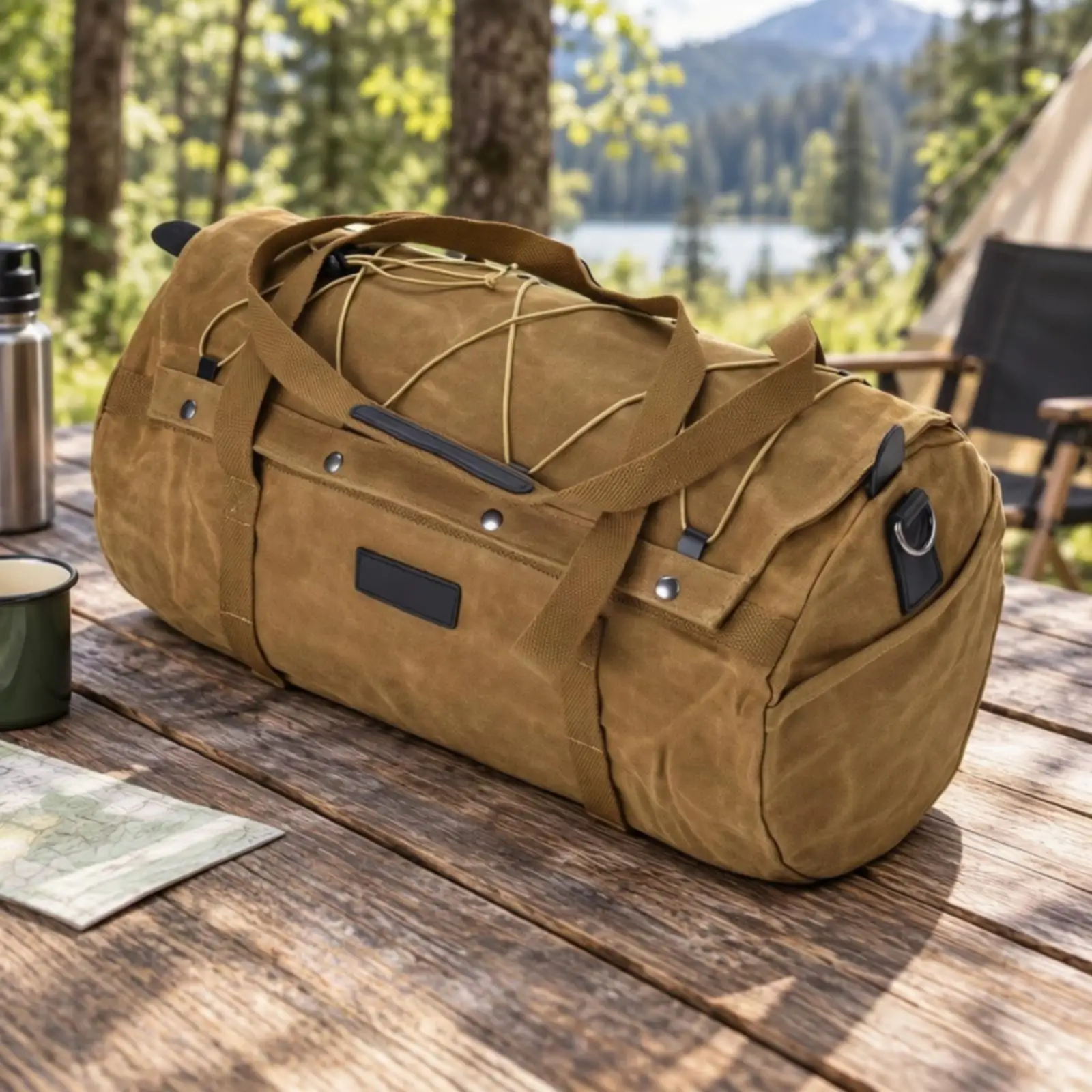 Large Foldable Canvas Motorcycle Tail Bag Men Travel Pannier Duffel with Hand Carry Option for Commutes