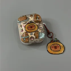 Cartoon Capybara Earphone Case for Apple Airpods Pro 2nd Soft Headphone Cases for Air Pods 1 2 3 Fundas Cover with Keyrchain