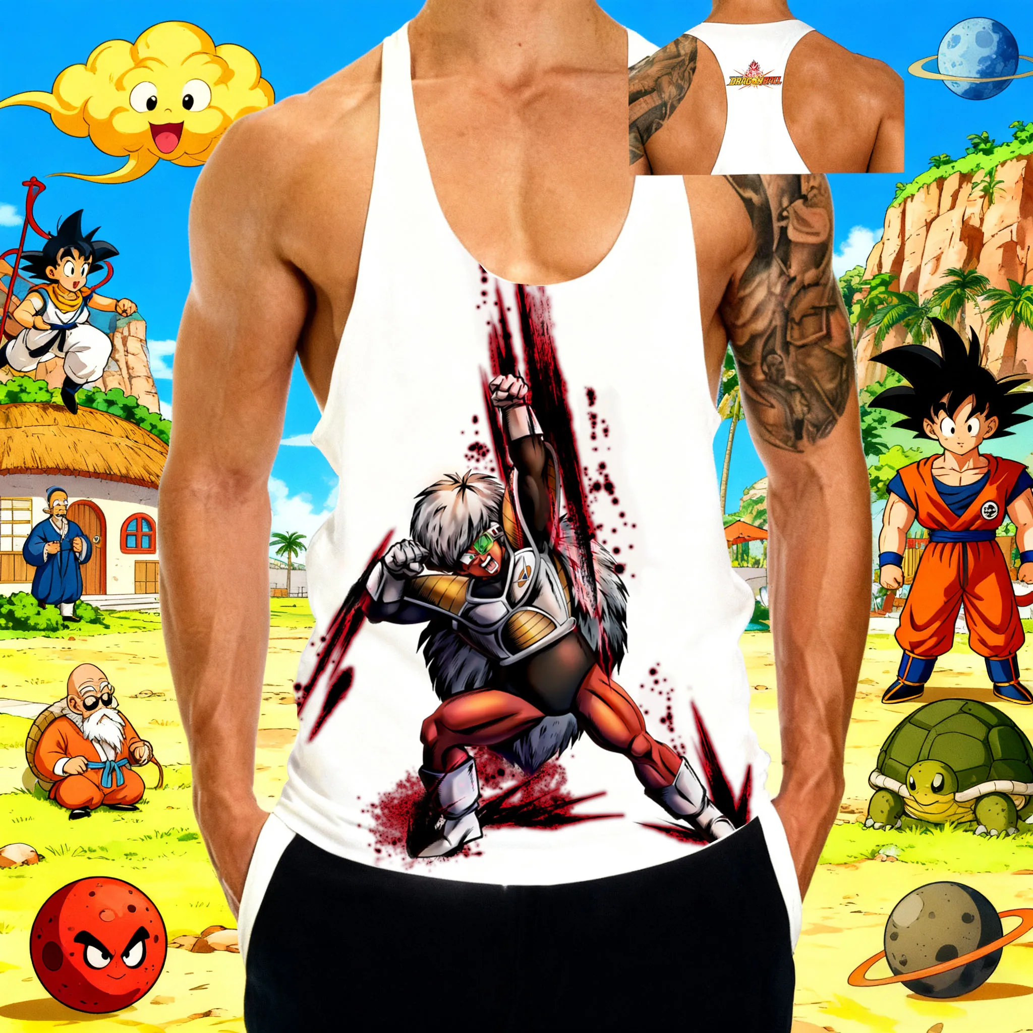 Populaire Anime "Dragon Ball" Badak motif imprimé 2025 été nouvelle vente chaude hommes sport gymnase respirant coton gilet sans manches