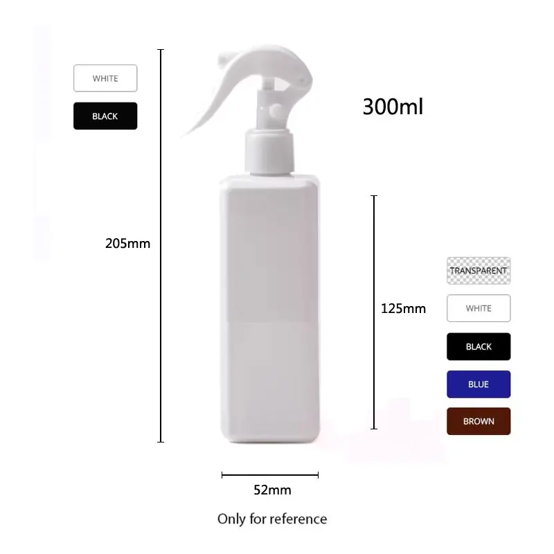 24pcs 200ml 250ml 300ml Empty Square Brown Plastic Bottles With Spray Pump Amber Blue PET Bottle With White Black Trigger