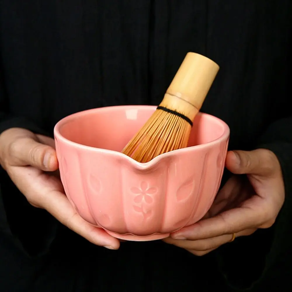 Ceramic Matcha Bowl Set Smooth Large Capacity Matcha Whisk Stand High Temperature Resistant Tea Ceremony Tool