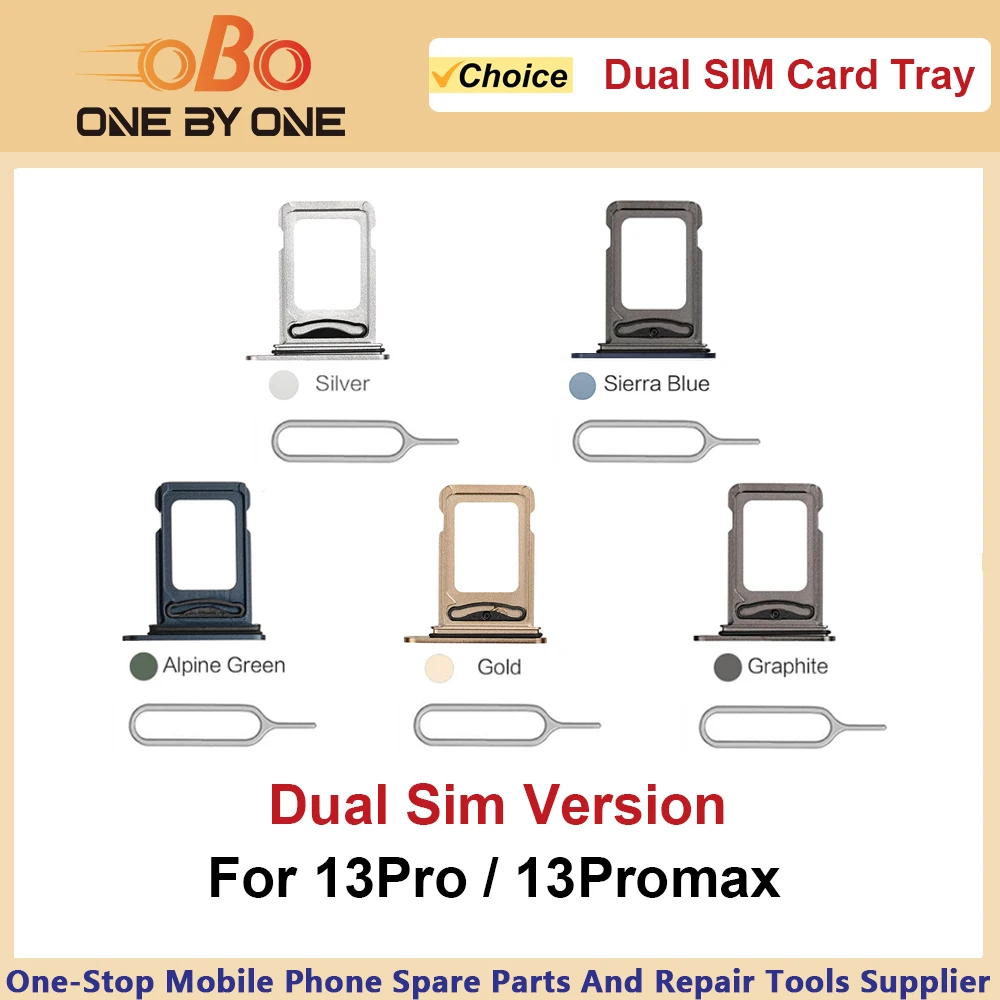 Bandeja de tarjeta SIM dual de repuesto para iPhone 13 Pro Max 13Promax, ranura para dos tarjetas SIM, color verde grafito (1 unidad)