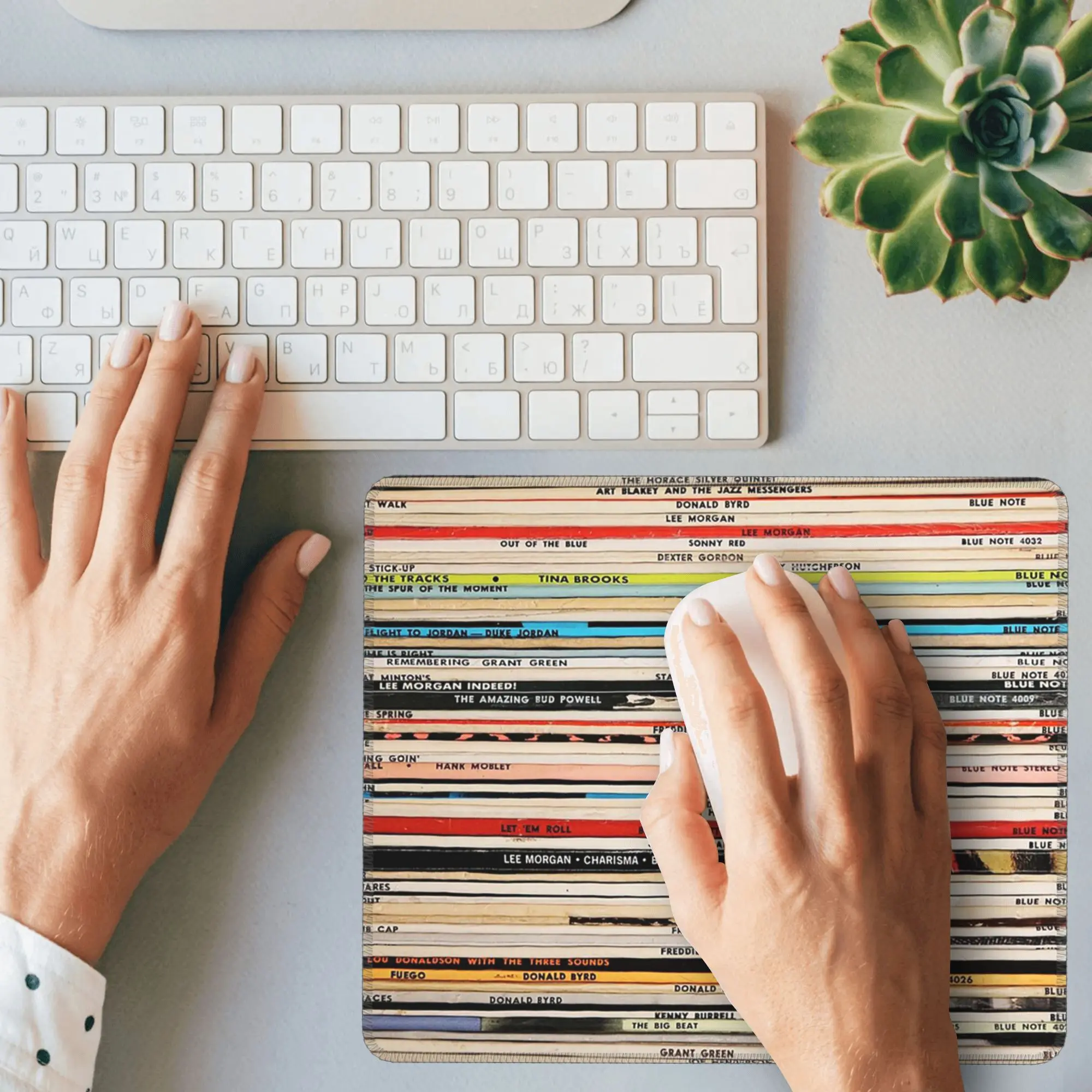 ブルーノートビニールレコードマウスパッドコンピュータキーボードマウスマットゲーマー PC ラップトップデスクマットオフィスアクセサリーテーブルマット