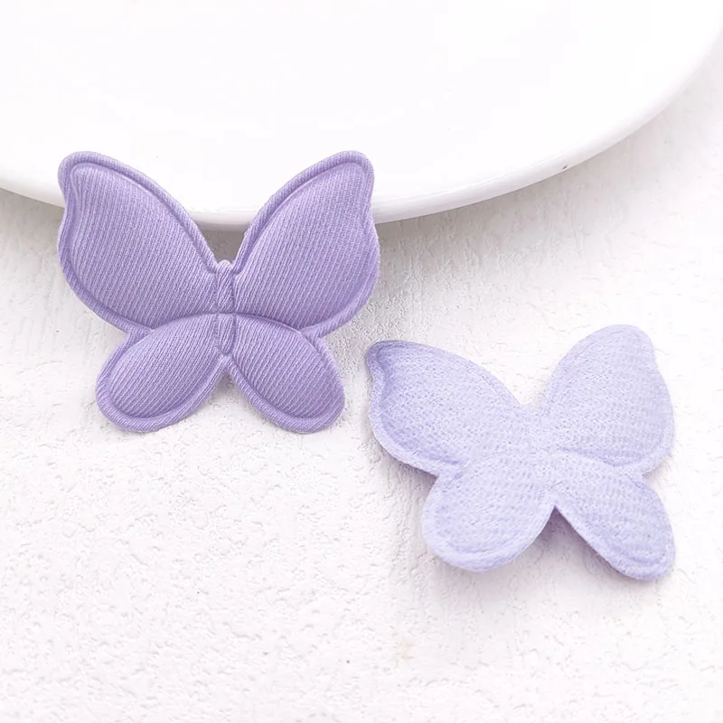 60Pcs/Lot 4*3.5CM Fabric Butterfly Padded Appliques For DIY Handmade Children Headwear Garment Accessories Patches