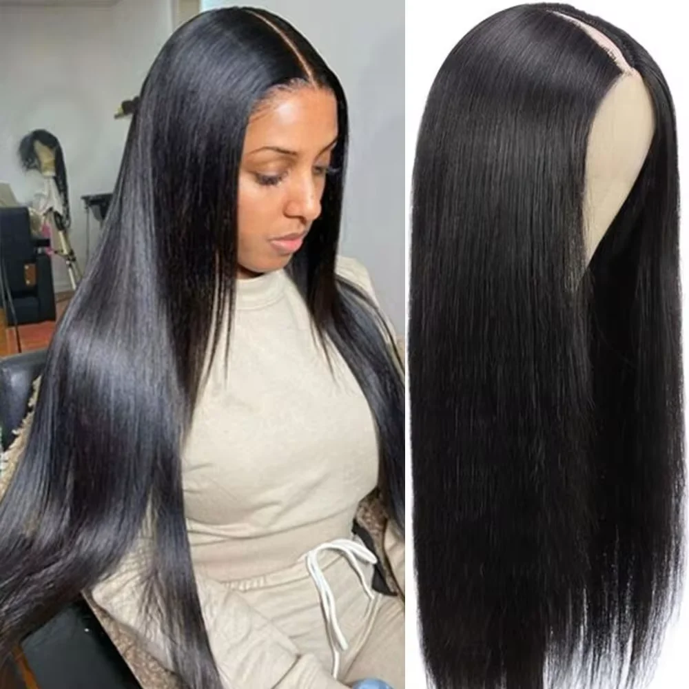 V Part Wig Human Hair Bone Straight Human Hair Wigs No Leave Out Cheap Brazilian V Part Human Hair Straight Wigs for Women