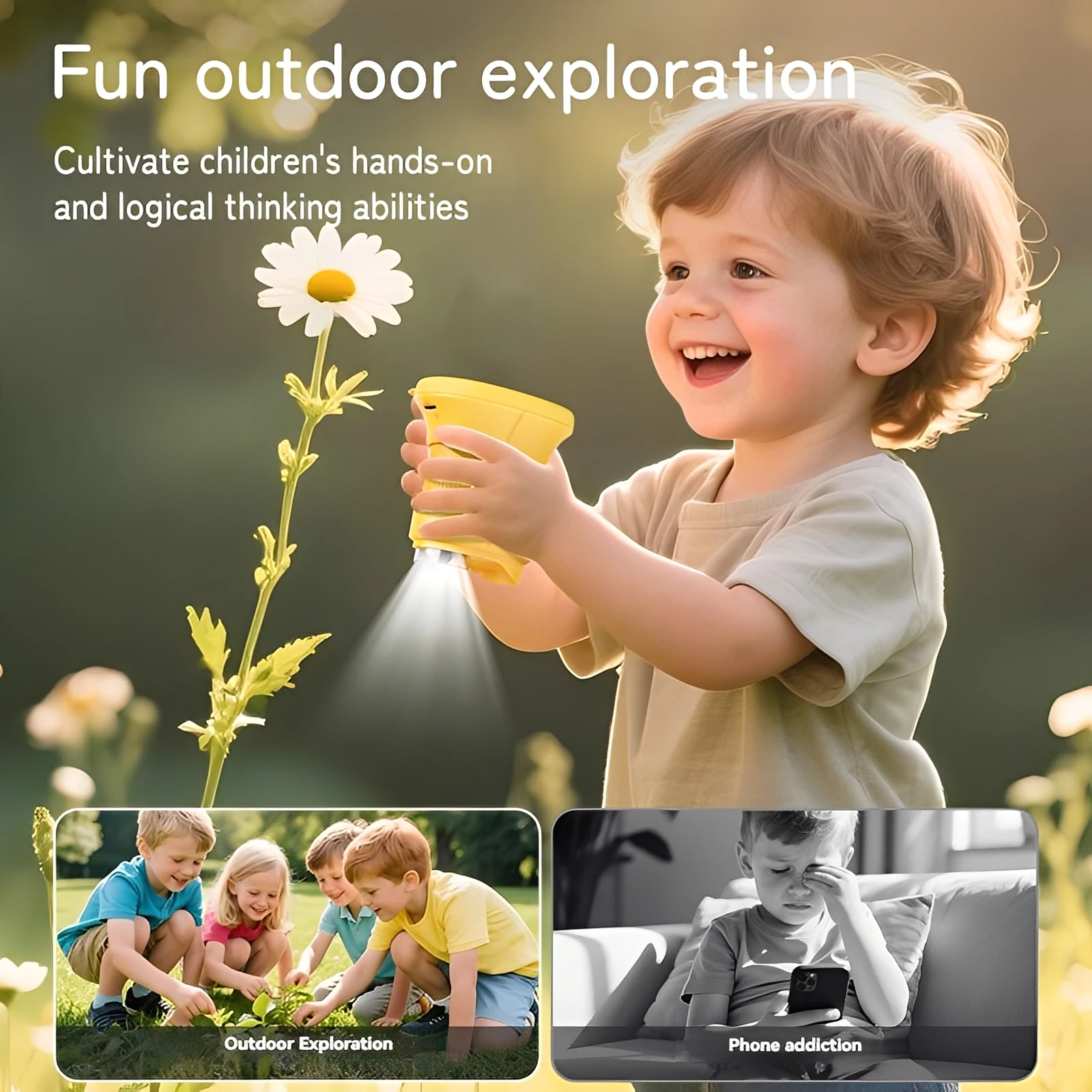 

1000x Handheld Microscope Pocket Kids Magnification 2.4-Inch Screen Science Education Microscopes Birthday Gift for Boys Girls