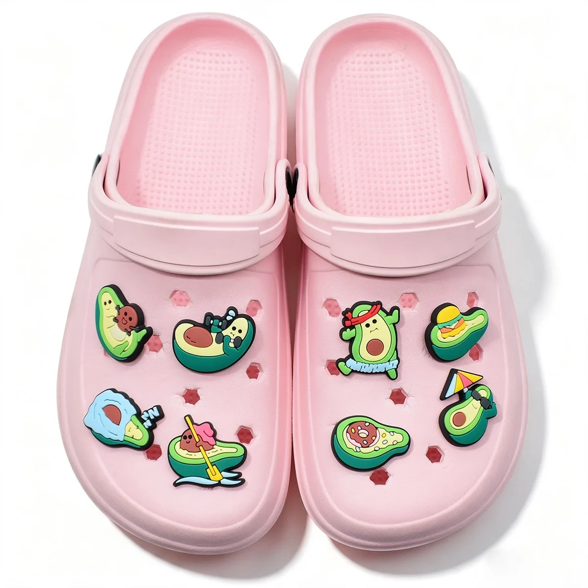 16Pcs Kawaii Fruit Avocado Shoe Charms For Bubble Slides Clogs Sandals,PVC Shoe Decorations Accessories Buckle For Party Gifts