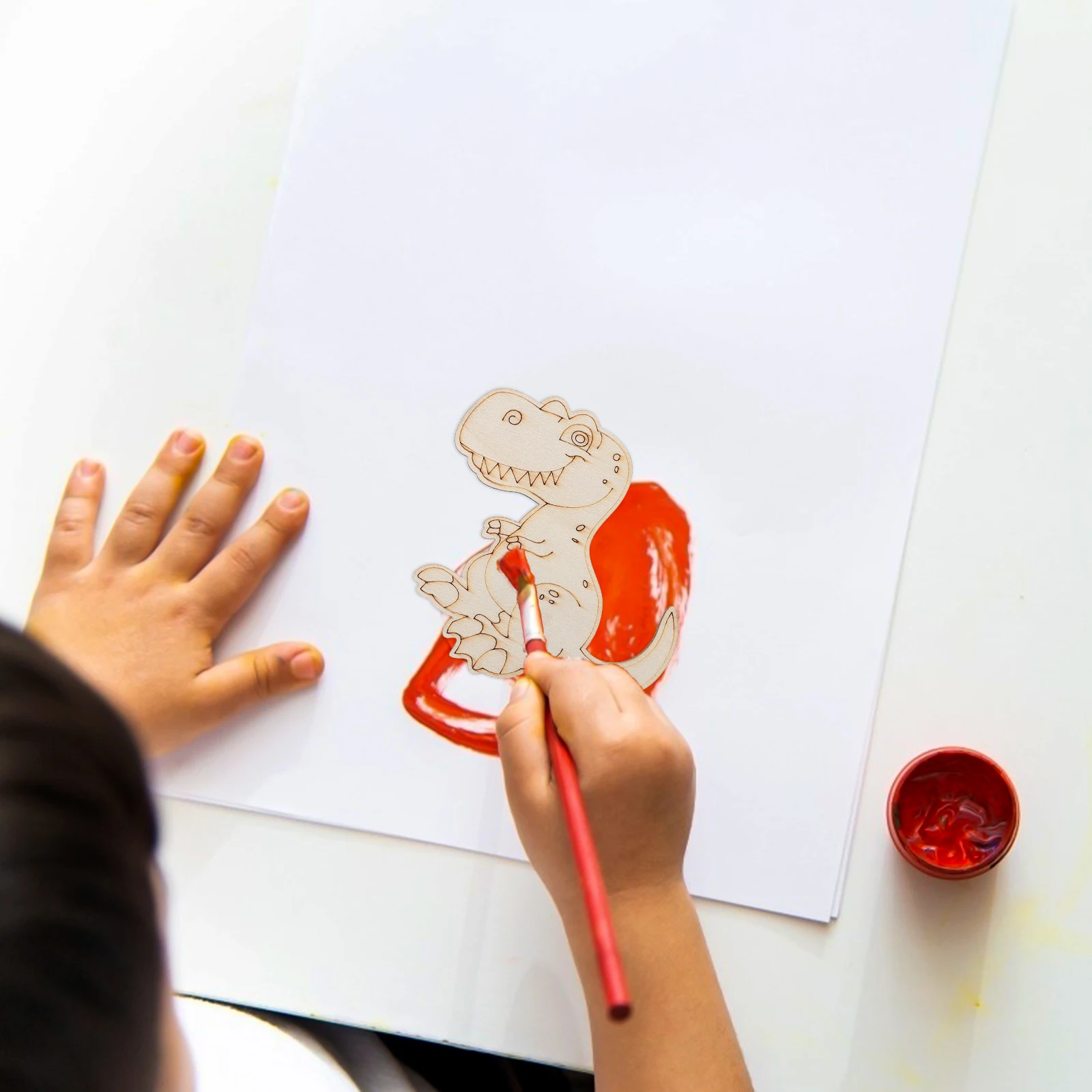 20 Stück bunte Dinosaurier-Holzspäne, DIY-Kinder-Graffiti-Bastelspielzeug, lustige Design-Dekorationen