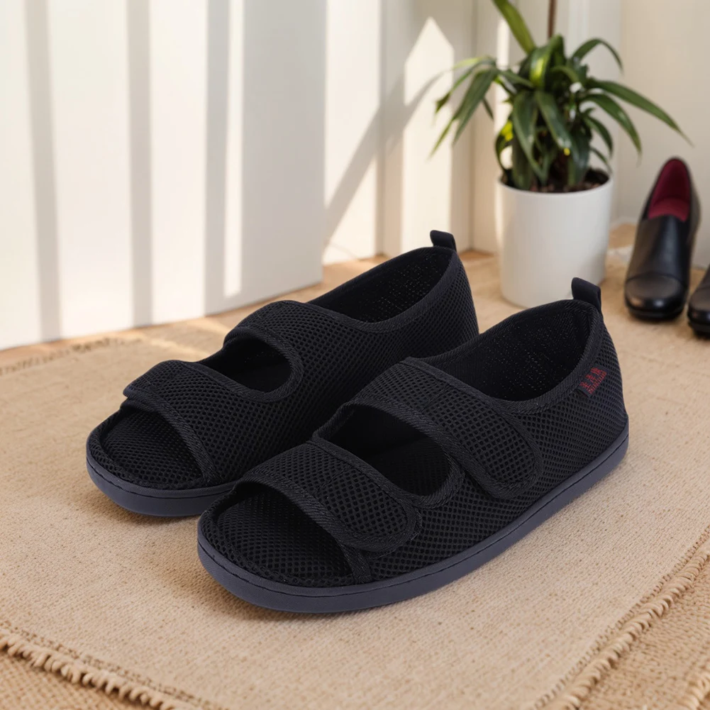 Diabetic Sandals Adjustable Hook & Loop Walking Sandals Soft Elderly Sandals for Elderly Swelling Sensitive Feet