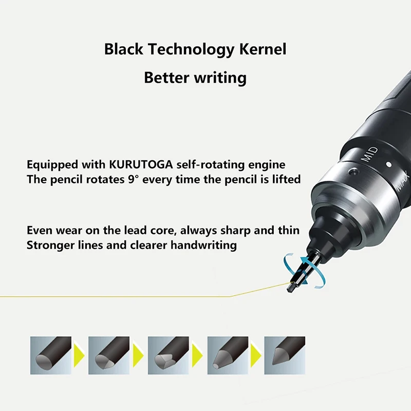 Lápis mecânicos Uni-Japão, KuruToga Dive, chumbo auto-rotativo, extração automática do núcleo, puxando a tampa do ímã, limitada
