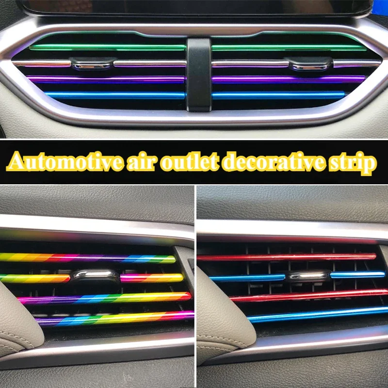 

10PCS U-Shaped Chrome Trim Auto Air Vent Decorative Strip Upgraded Car Interior Accessories for Stylish Air Conditioning Outlets