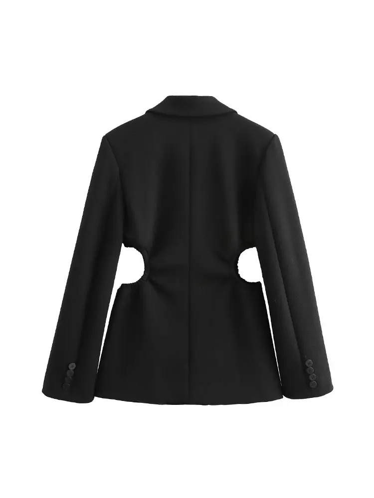 TRAF 2024 Autumn Chic Women Blazer V Neck Long Sleeve Opening Design Jackets Fashion Elegant Outwears