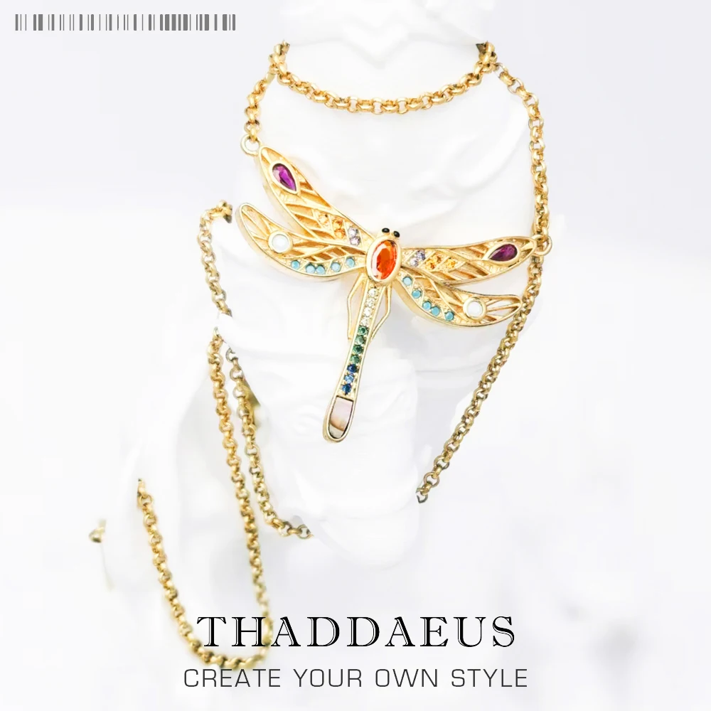 

Necklace Large Dragonfly Brand New Link Chain Fine Jewelry Europe 925 Stering Silver Bohemia Happy Gift For Women