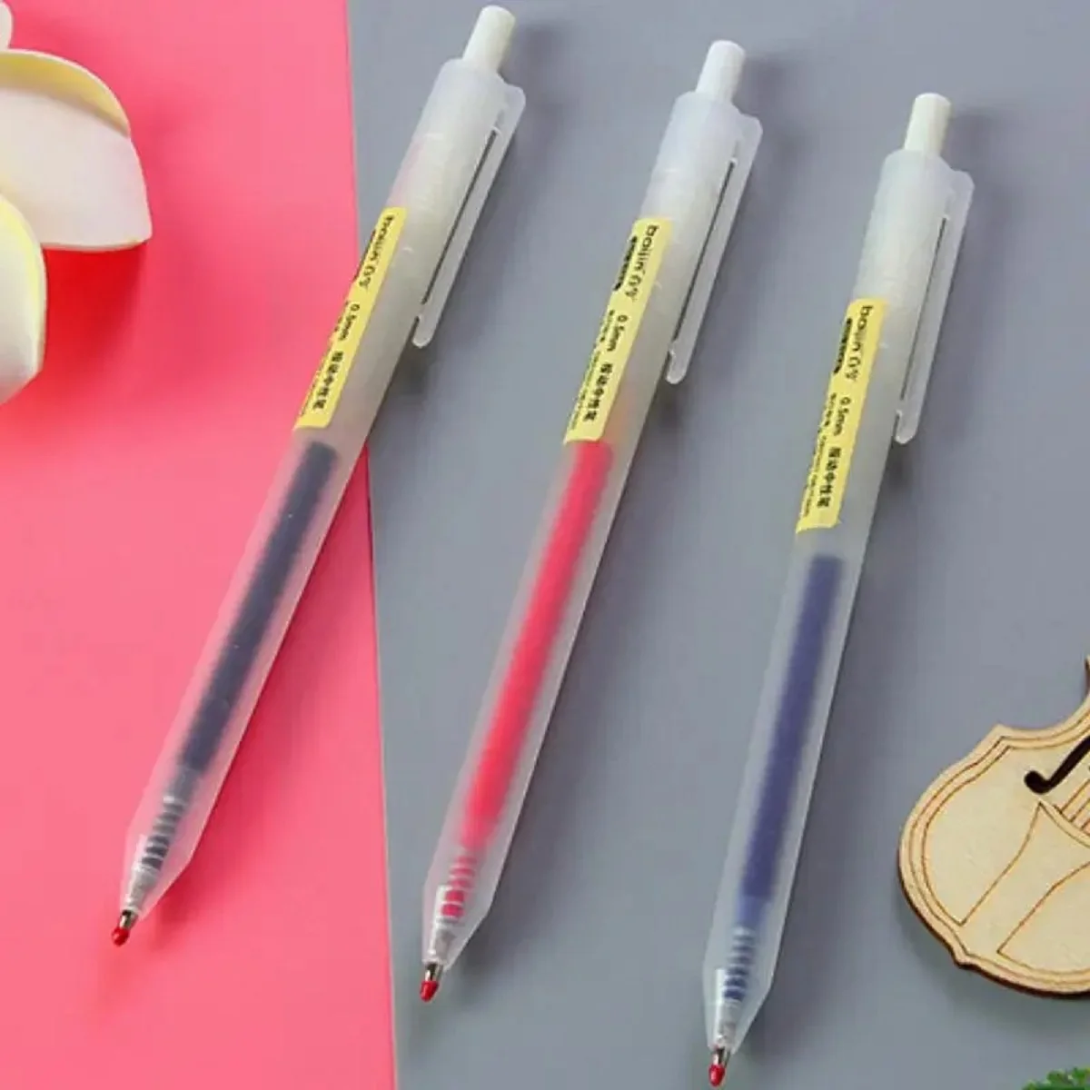 

Retractable Gel Pens Set Black/Red/Blue Ink Ballpoint 0.5mm Matte Texture Fine Point Writing School Supplies Stationer