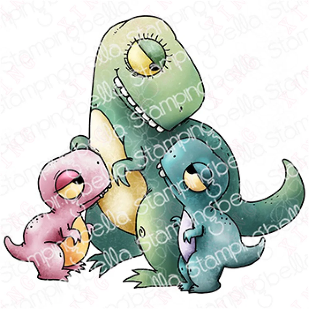 New Oddball Mama Dino and Her Babies Metal Cutting Dies Stamps Set Diy Scrapbook Craft Handmade Album Card Deco Embossing Molds