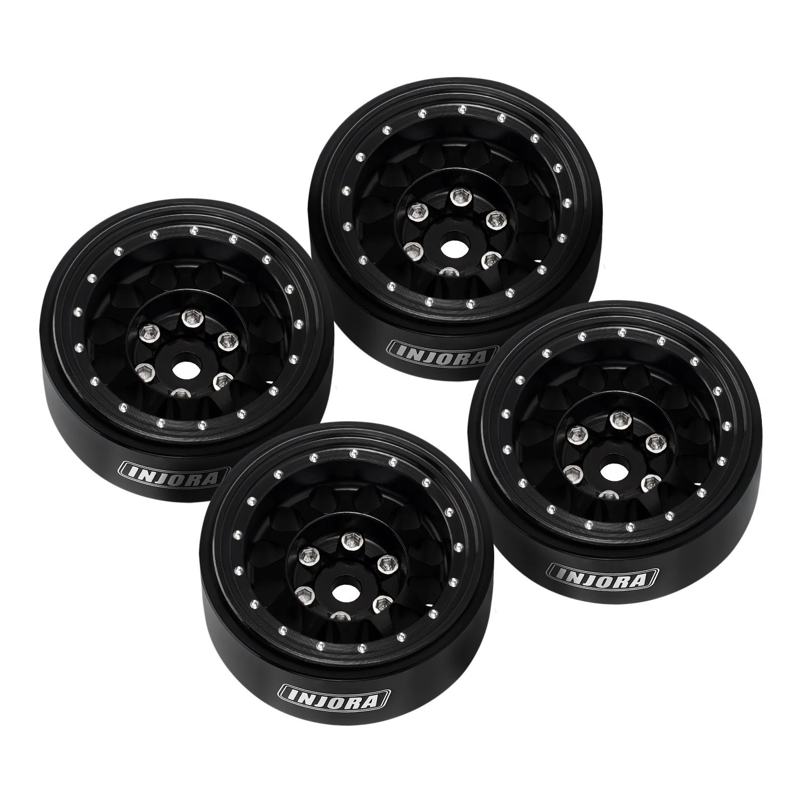 INJORA 1.0 Plus Aluminium Beadlock Wheel Rims for 1/24 1/18 RC Crawler SCX24 TRX4M FCX24 (W1108)