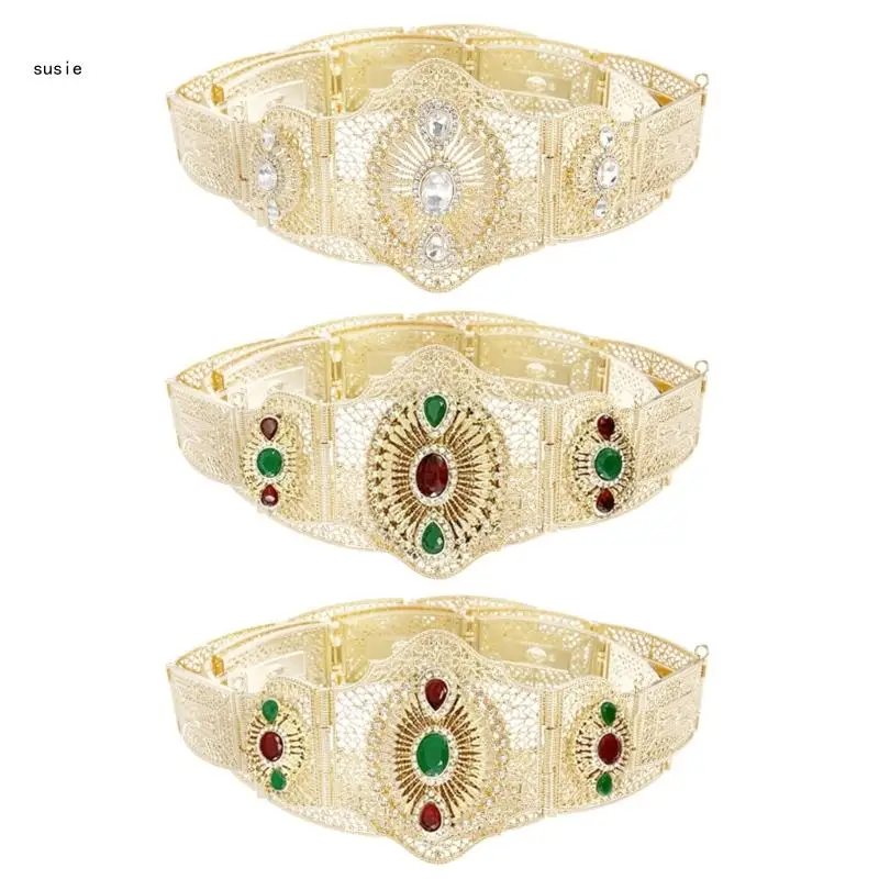 

Shimmering Hollowout Belt for Wedding Russian Caucasus Bride Belt for Festival Theme Party Carving Crystal Waist Belt X7YA