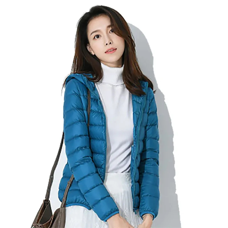 Plus Size S-8XL Down Jacket Women Short Portable Lightweight Warm Slim Fit  White Duck Down Padded Coats for Women JK-048