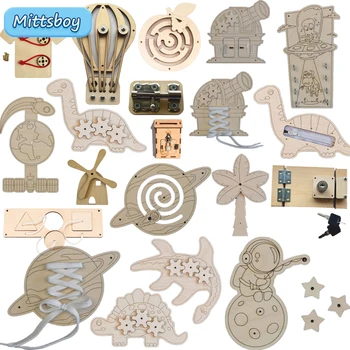 Montessori עסוסים צעצועים מעץ דינוזאור zipper הכוכב לפתוח צעצוע חינוכי מוקדם חינוך מתנות אימון צעצוע