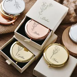 Miroir de maquillage compact personnalisé, miroir de poche personnalisé, faveurs de mariage pour les invités, possède un miroir, souvenirs de mariage, cadeau de demoiselles d'honneur