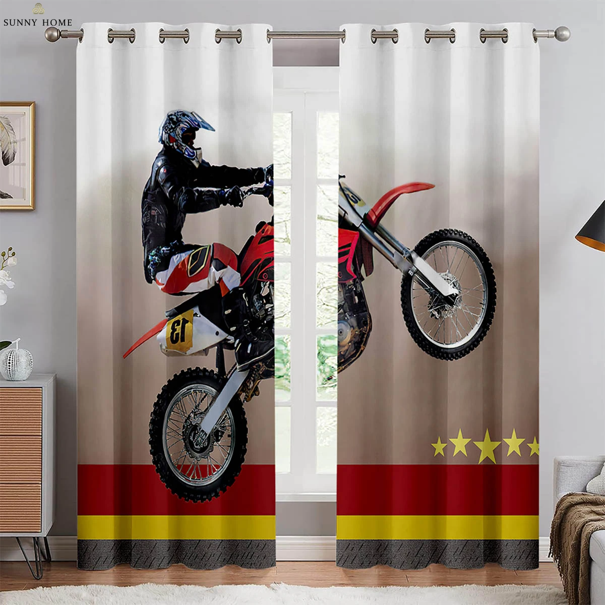 2-Piece Set Of Cool Motorcycle Racing 3d Printed Curtains Bedroom Living Room Kitchen Four Seasons Decorative Curtains