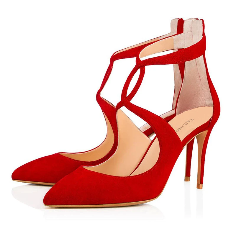 

Тонкие босоножки на высоком каблуке, весенне-летние новые остроконечные замшевые банкетные повседневные женские туфли большого размера по индивидуальному заказу