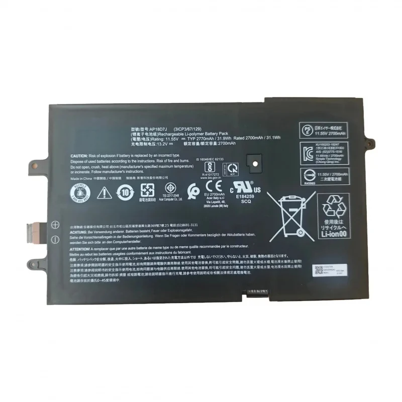 

Аккумулятор для ноутбука AP18D7J для Acer Swift 2019 50QJ 54XE 70XR 598Y 72QY 734F 741M 75G4 76BA 76X0 SF714-52T-71JW 74AT 11.55V 31.9WH