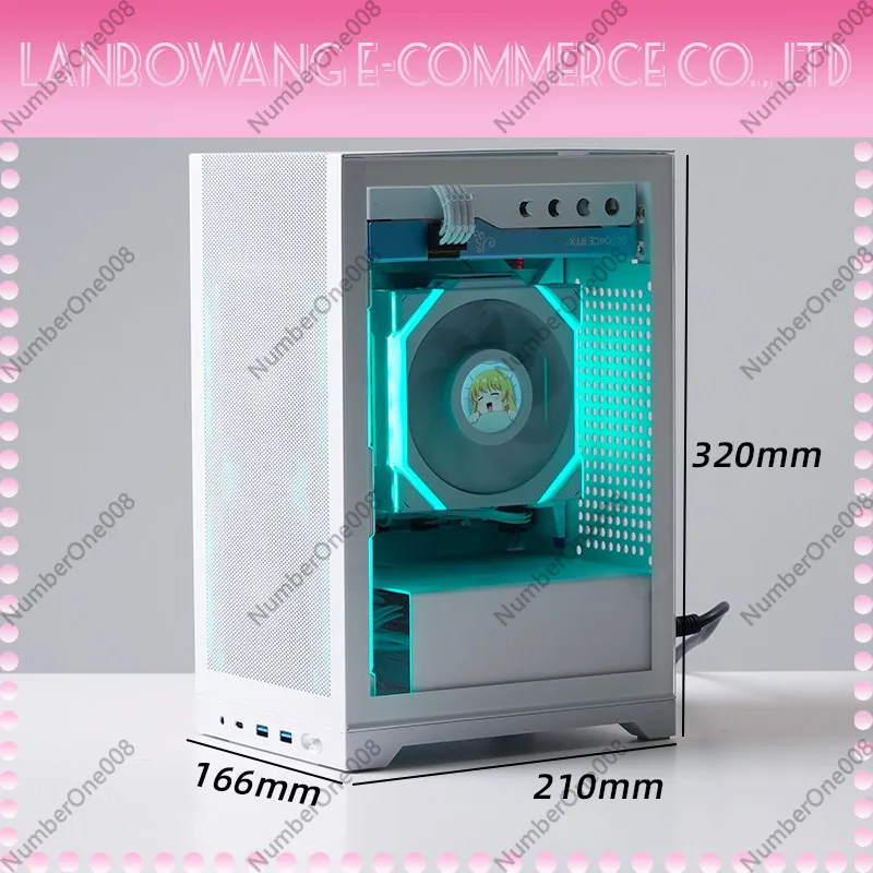 L200 ITX Mini PC Case Portable Handle Vertical Desktop Computer Case Small Standing PC Chassis for Desktop Gaming Home Use