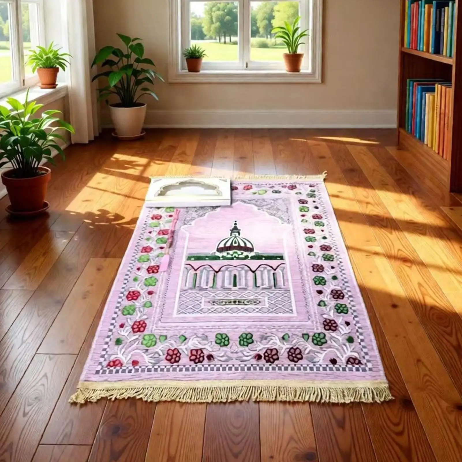 

Молитвенный коврик портативный, мягкий, религиозный, с бусинами, декоративный, с подкладкой, для взрослых, детей, мужчин, женщин, начинающих, для дома и офиса