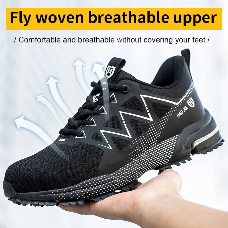 Size 36-46 Safety Shoes Boots for Men Women, Lightweight Men Steel Toe Sneakers, Smash-proof Puncture-proof Men Work Shoes