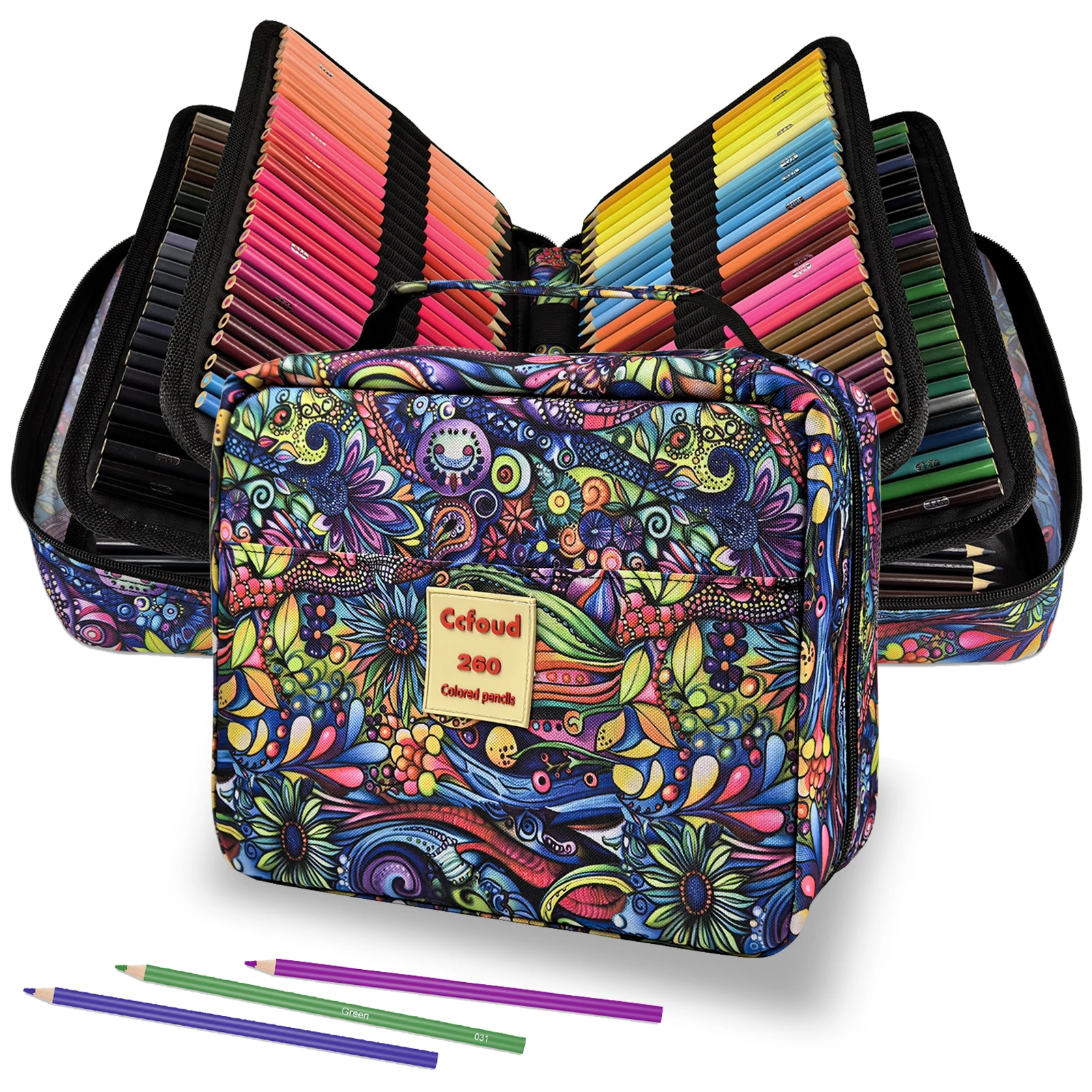 260 قلم رصاص ملون، مجموعة أقلام تلوين ناعمة تعتمد على الزيت مع سحاب للفنانين رسم وتظليل المزج