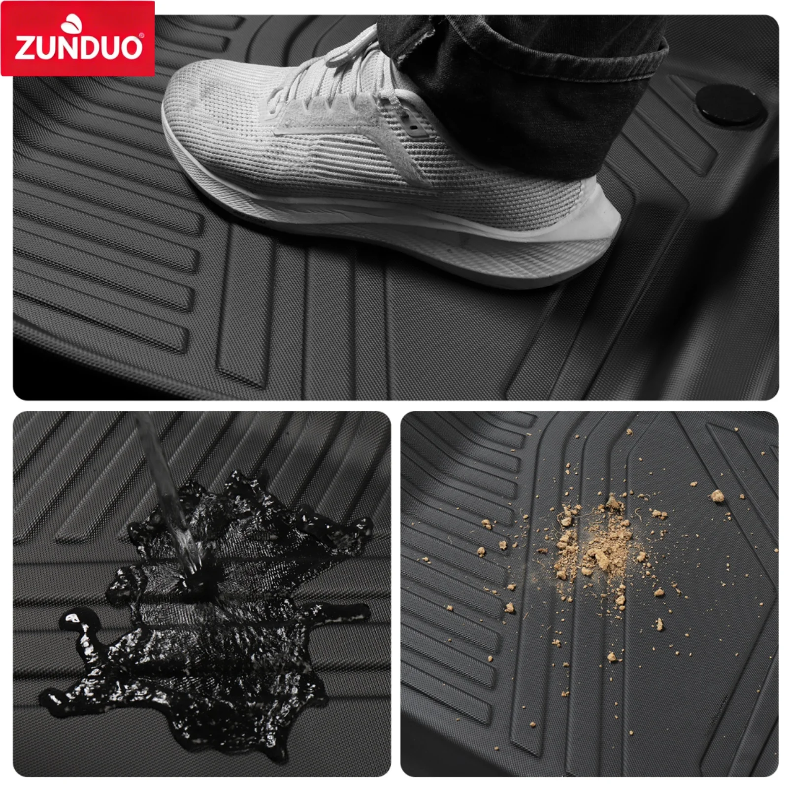 ZUNDUO Left Drive for Chery EXEED RX/Omoda C9 LHD 2023-2027 Car Floor Mats TPE Foot Pad 3PCS Set Waterproof All Weather BLACK