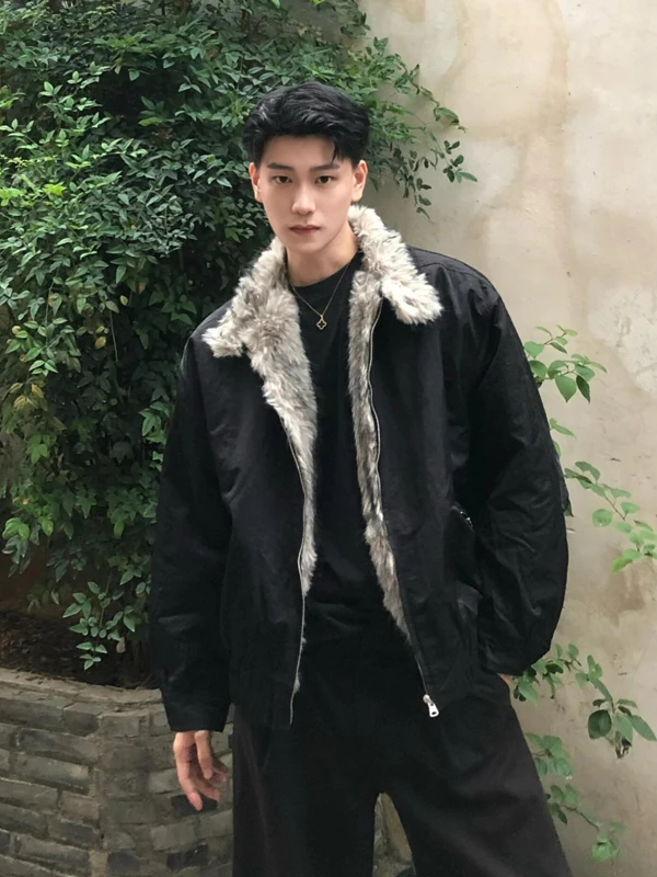 

Мужская зимняя куртка Black Wolf King Mountain Eagle с воротником из перьев, утепленная хлопком, на флисовой подкладке, молодежная повседневная верхняя одежда