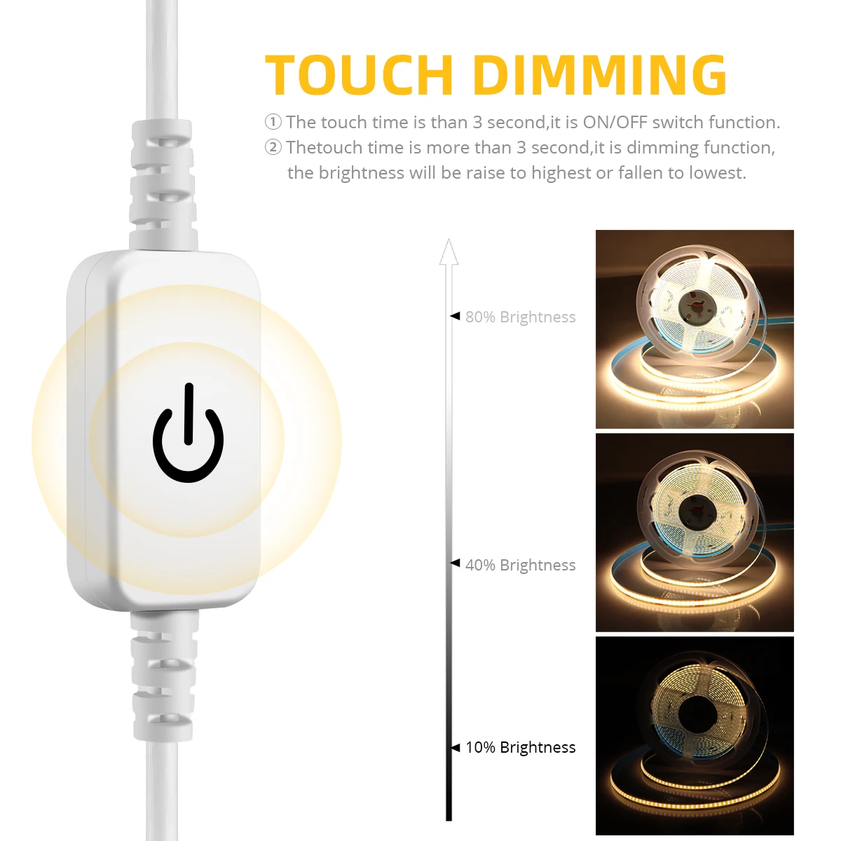 Dimmable Touch Sensor Switch COB LED Strip Lights USB 5V Led Ribbon Night Lighting for Kitchen Room Cabinet TV Backlight Decor