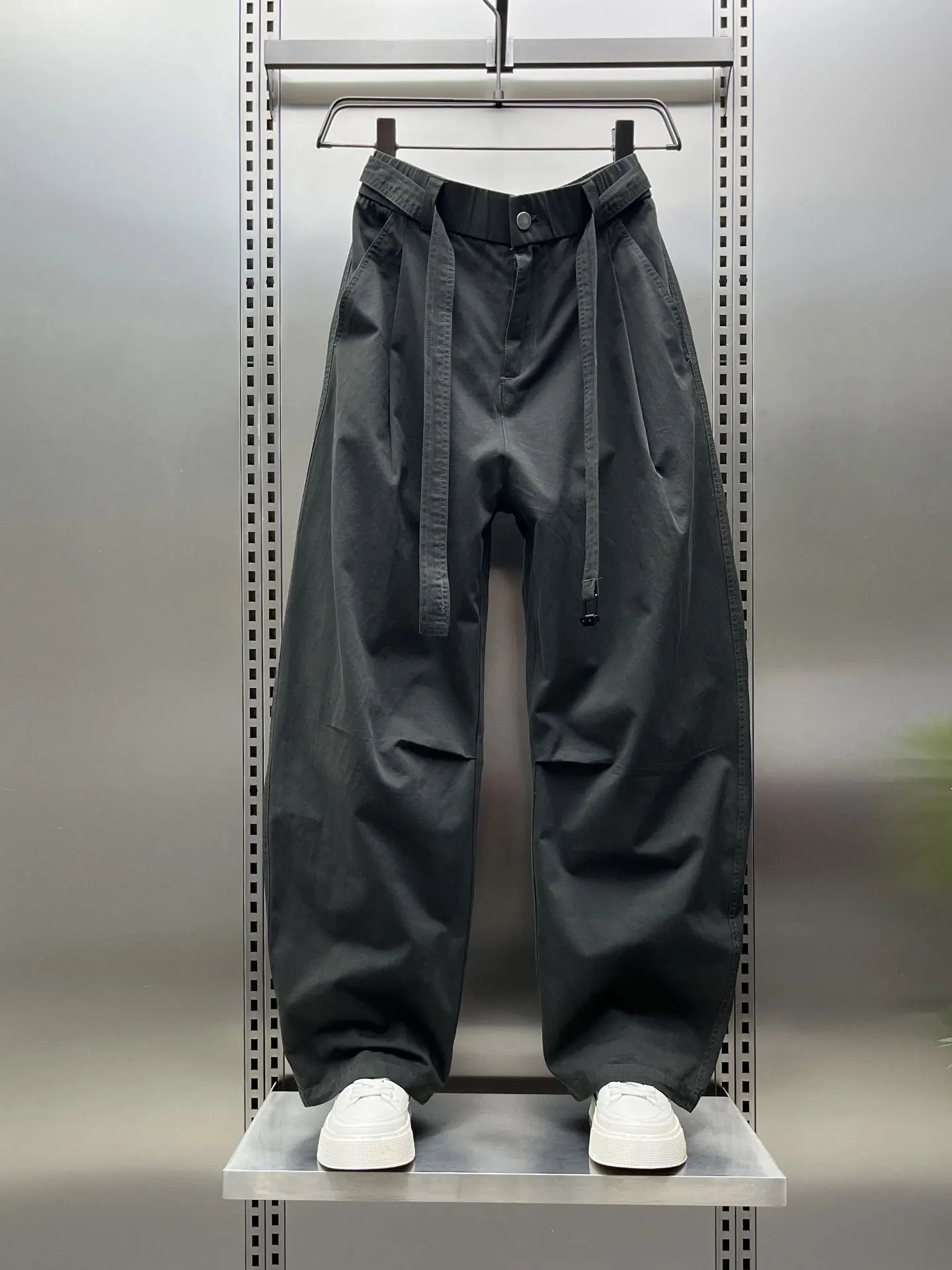 

Мужские повседневные брюки с широкими штанинами и поясом на талии, прямого кроя, в американском стиле, модная рабочая одежда, весна 2026