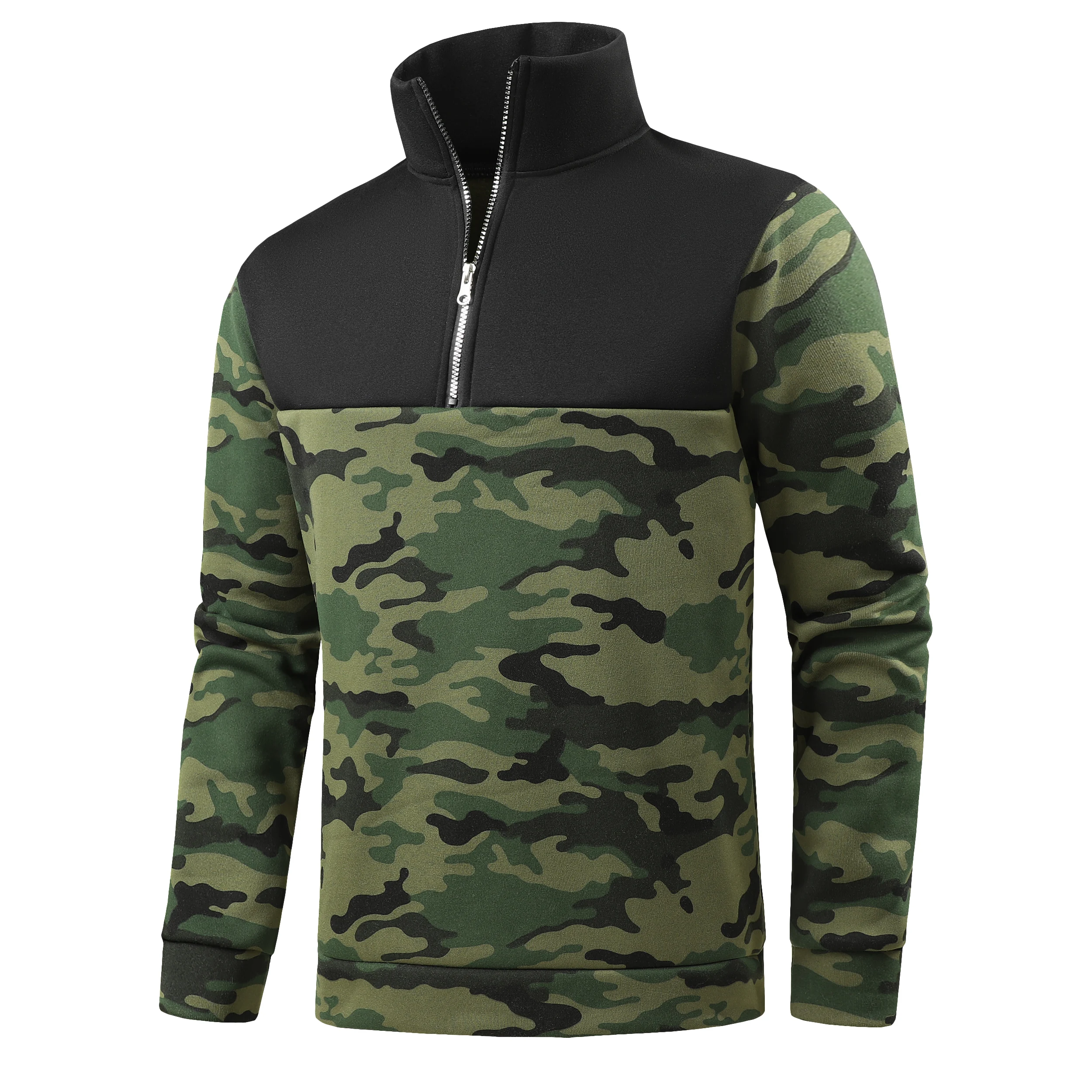 

New Autumn Zipper Cardigans Men's Fashion Casual Social Men Sweatshirts High Collar Warm Winter Knitted Camouflage Sweatshirt
