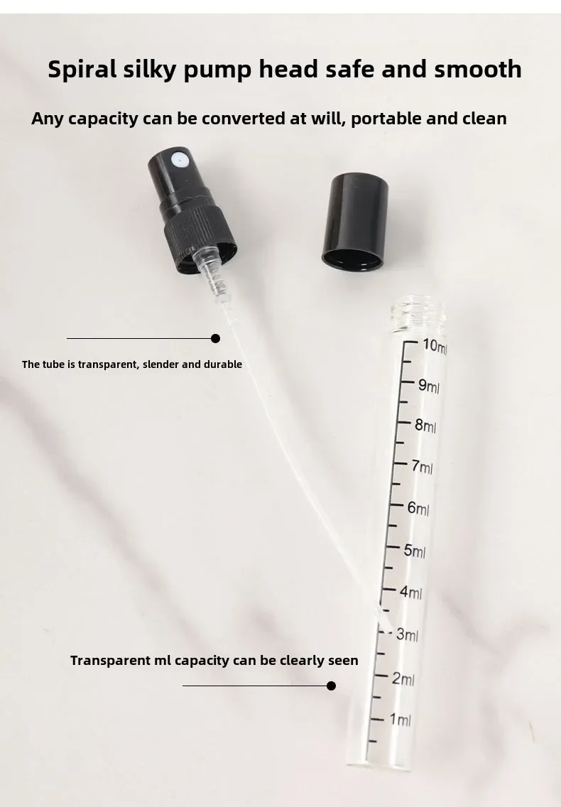 50 pz 5 ML/10 ML Mini Bottiglia di Vetro Trasparente con kit di strumenti Nebbia Atomizzatore Fiala Spray Profumo Riutilizzabile Bottiglia di Campione Vuota Dram